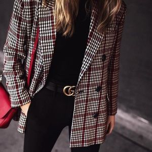 Mango Houndstooth Structured Blazer